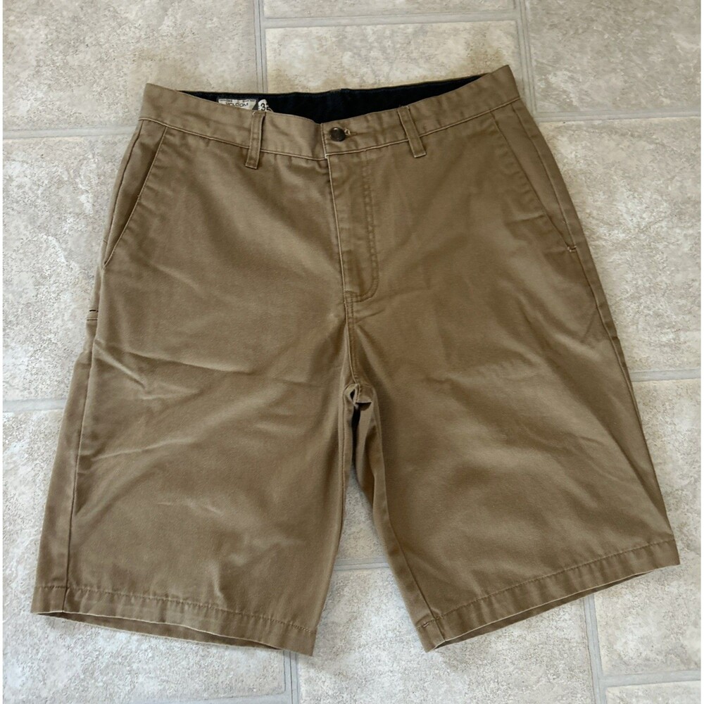 Volcom Mens 32x10 Brown Flat Front Frickin Too Chino Short